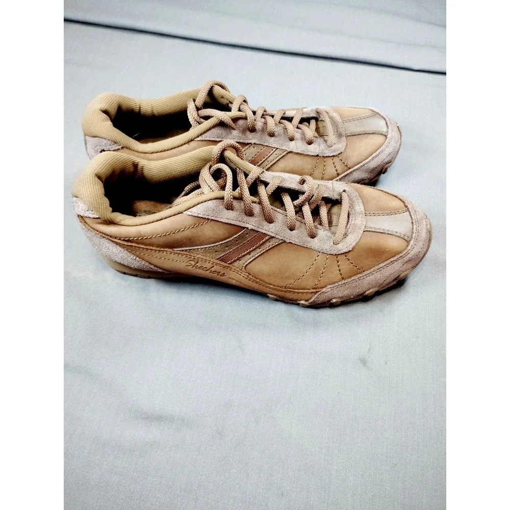 Skechers‎ Relax Fit Brown Leather Suede Cooled Memory Foam Shoes Women 8.5 Comfy